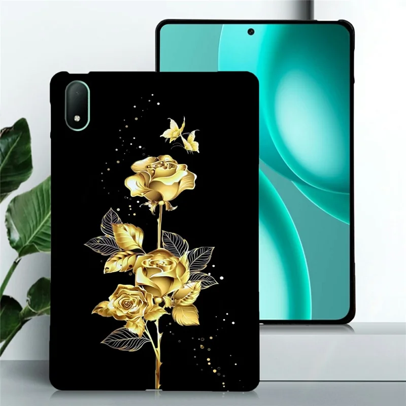 Funda TPU para Oppo Pad Mini con Estampado de Mariposa Dorada y Rosa, Funda Protectora Delgada para Tableta