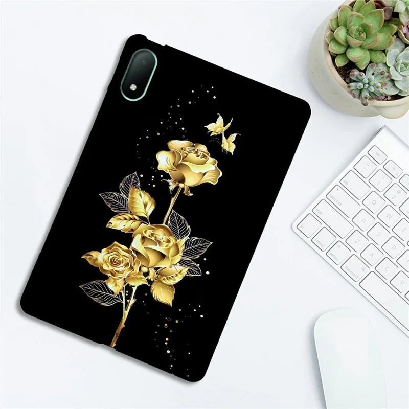 Funda TPU para Oppo Pad Mini con Estampado de Mariposa Dorada y Rosa, Funda Protectora Delgada para Tableta