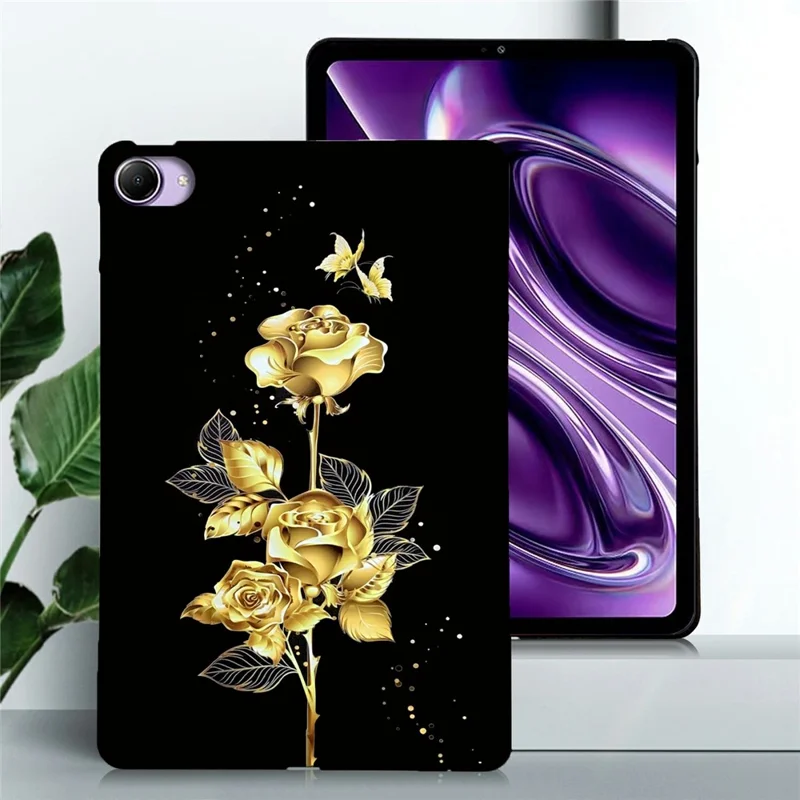 Funda TPU para Xiaomi Redmi K Pad 2, funda protectora delgada con diseño impreso de mariposa y rosa dorada