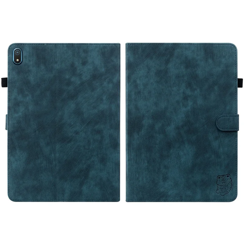 Scratch Resistant Case for Nokia T20 Cute Tiger Pattern Imprinted Tablet Protector with Card Slot TPU+PU Leather Stand Cover - Dark Blue