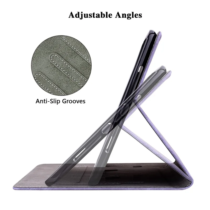 Skridsikker taske til Nokia T20 med sjov tiggermønster, indstiftet tabletbeklædning med kortlomme, stander i TPU+PU læder - Lilla