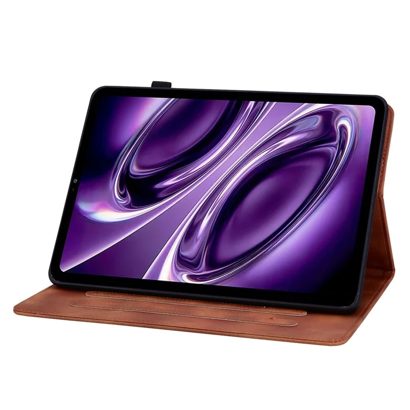 For Xiaomi Redmi K Pad 2 Case Lily Flower Imprint Card Slots Leather Tablet Cover - Brown