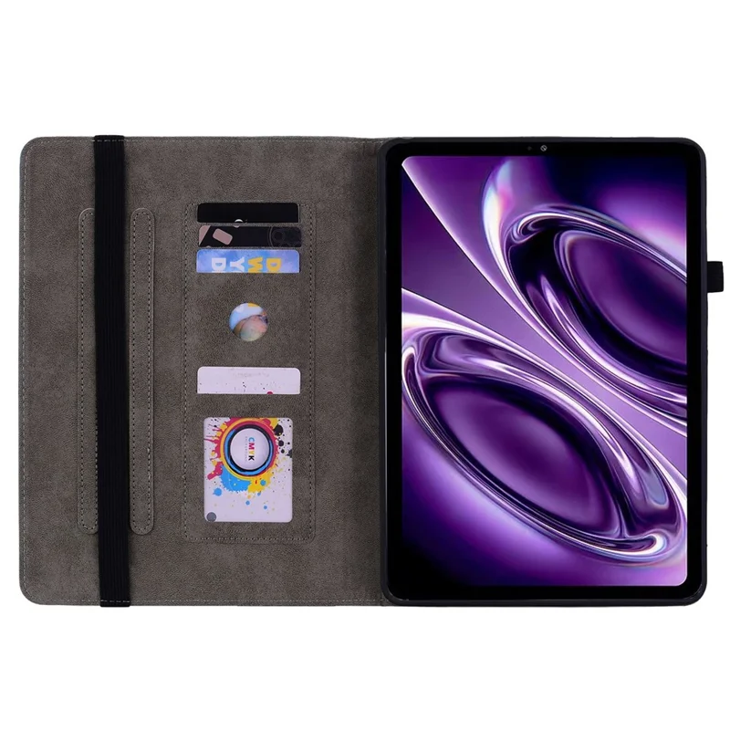For Xiaomi Redmi K Pad 2 Case Card Holder Anti-Scratch Leather Cover Rose Flower Imprint - Pink