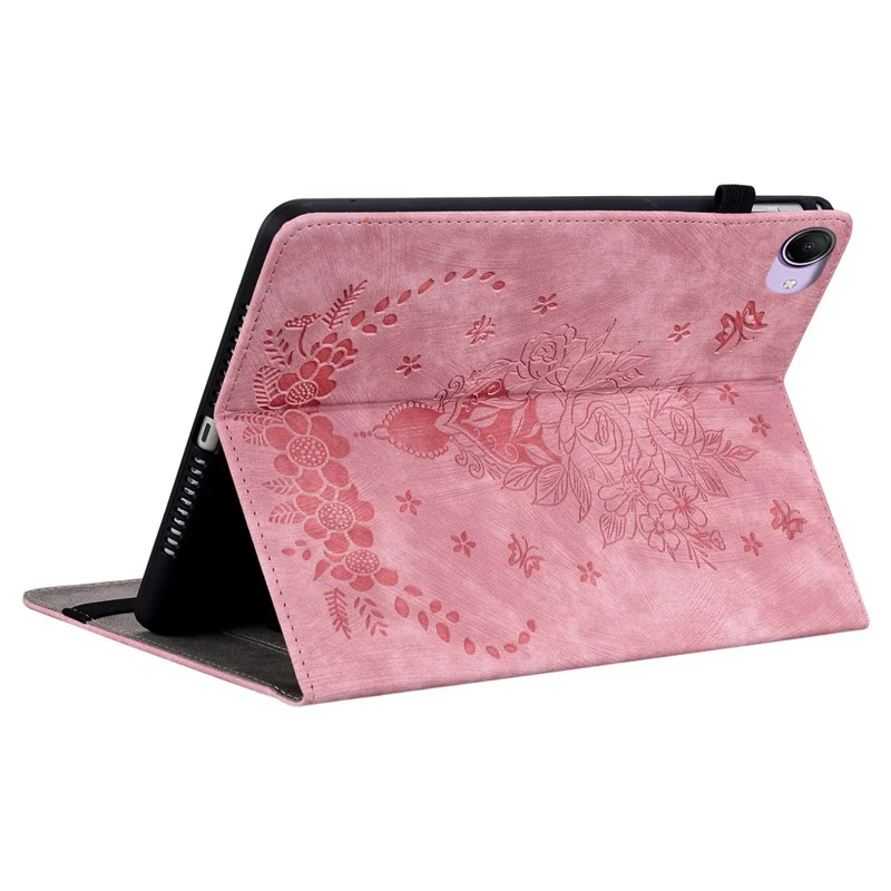 For Xiaomi Redmi K Pad 2 Case Card Holder Anti-Scratch Leather Cover Rose Flower Imprint - Pink