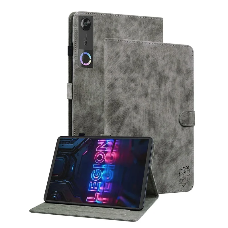 For Lenovo Legion Y700 (Gen 5) Case Tiger Imprint Anti-Scratch PU Leather Tablet Cover - Grey