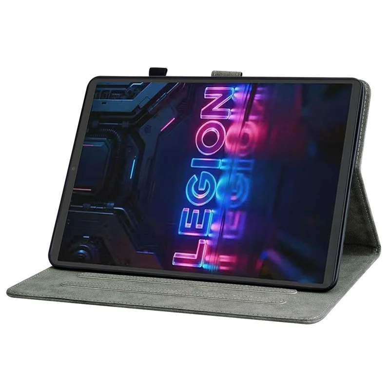 For Lenovo Legion Y700 (Gen 5) Case Tiger Imprint Anti-Scratch PU Leather Tablet Cover - Grey