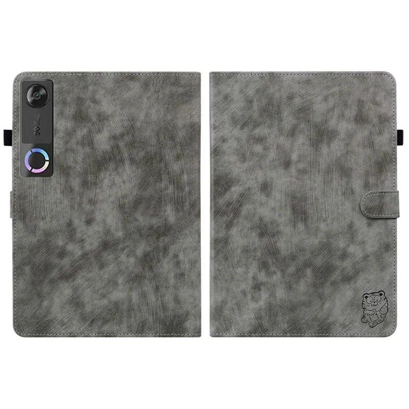 For Lenovo Legion Y700 (Gen 5) Case Tiger Imprint Anti-Scratch PU Leather Tablet Cover - Grey