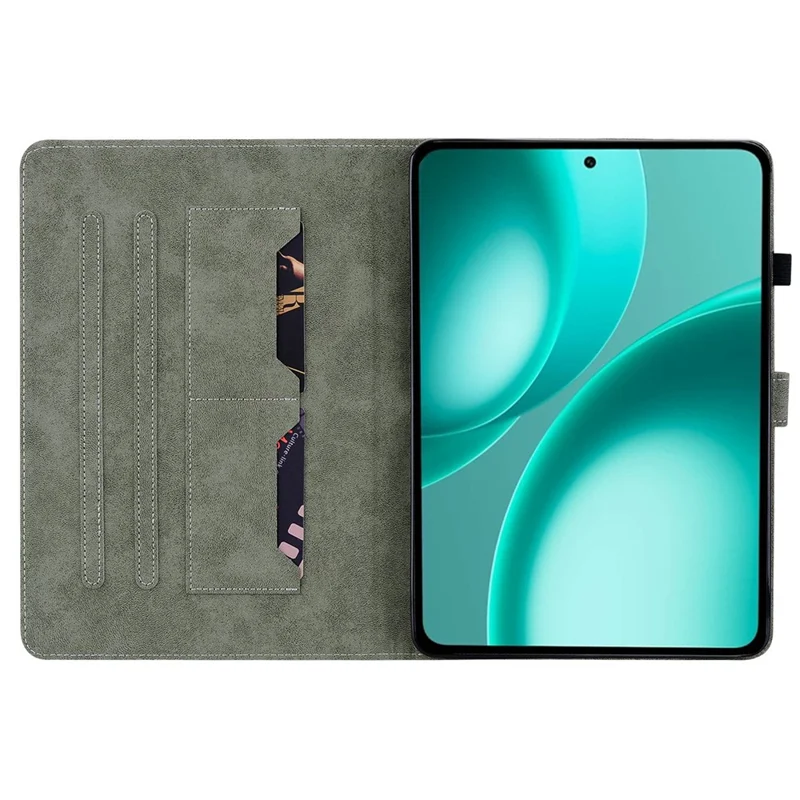 For Oppo Pad Mini Case Tiger Imprint Anti-Scratch PU Leather Tablet Cover - Grey