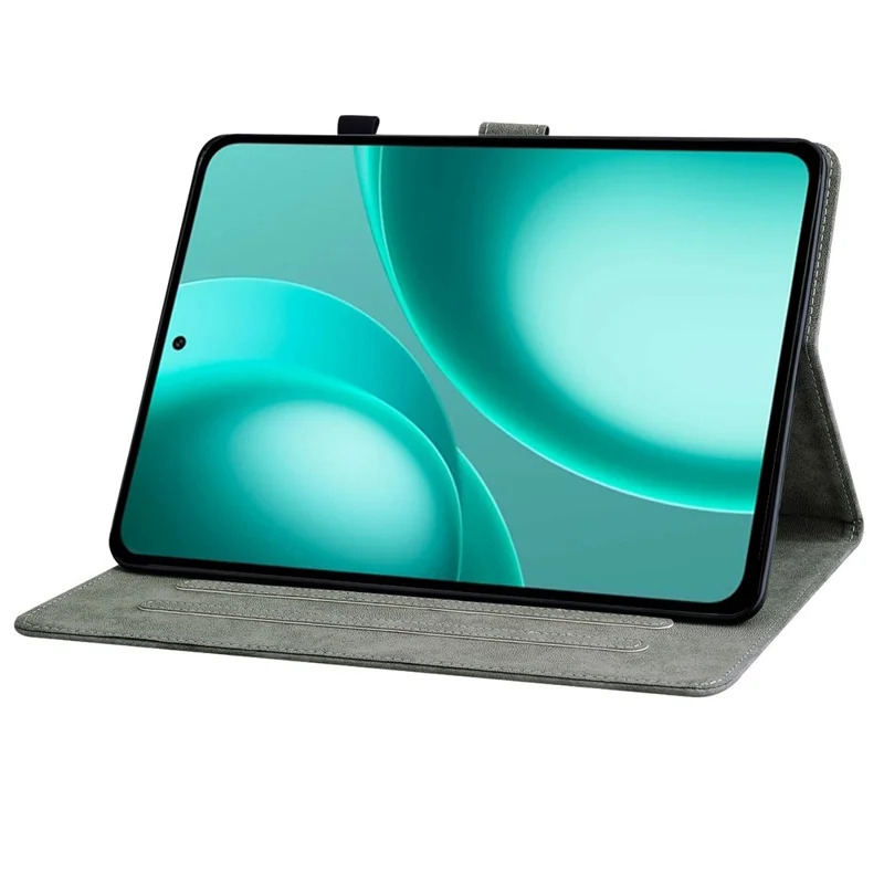 For Oppo Pad Mini Case Tiger Imprint Anti-Scratch PU Leather Tablet Cover - Grey