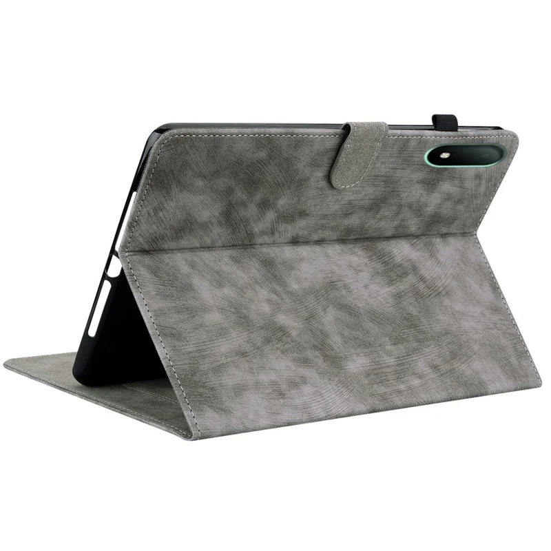 For Oppo Pad Mini Case Tiger Imprint Anti-Scratch PU Leather Tablet Cover - Grey