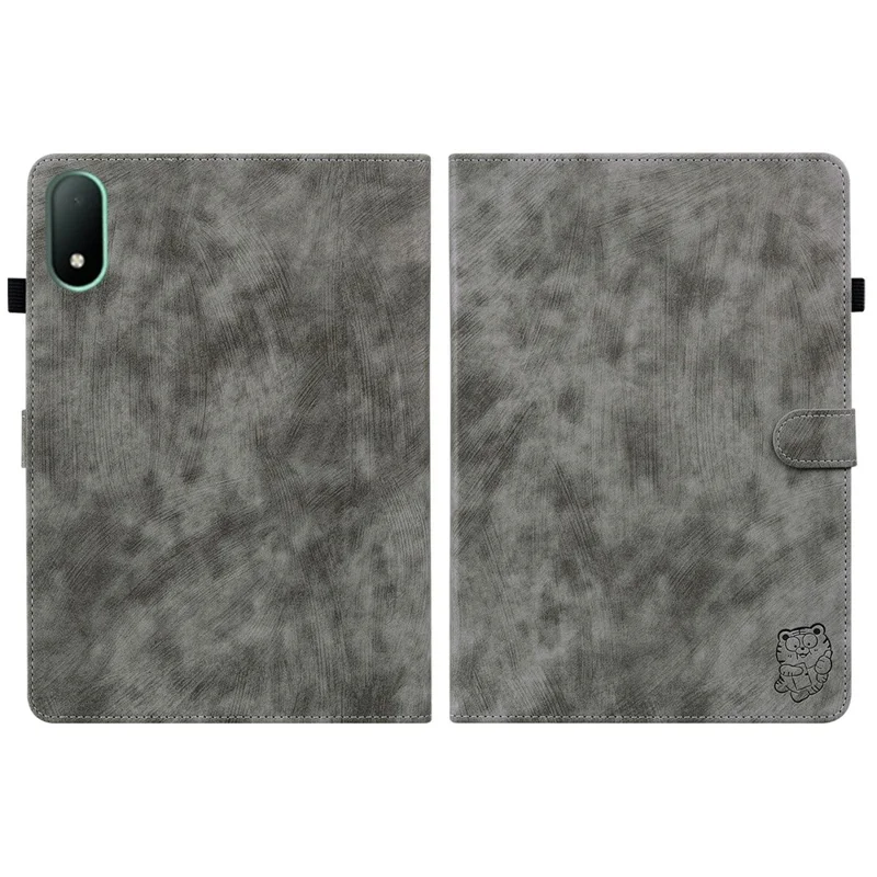 For Oppo Pad Mini Case Tiger Imprint Anti-Scratch PU Leather Tablet Cover - Grey