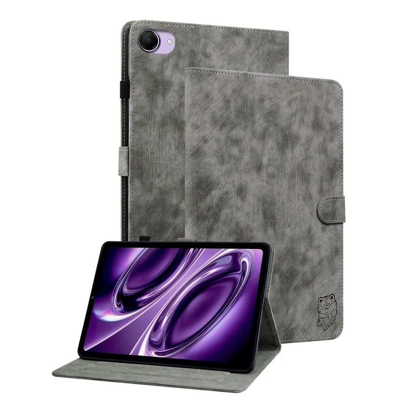 For Xiaomi Redmi K Pad 2 Case Tiger Imprint Anti-Scratch PU Leather Tablet Cover - Grey