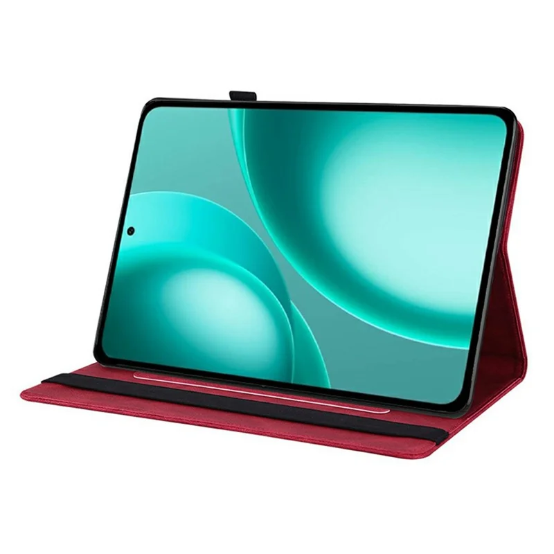 Funda para Oppo Pad Mini con diseño de mariposa y flores, carcasa de cuero PU con ranuras para tarjetas - Rojo