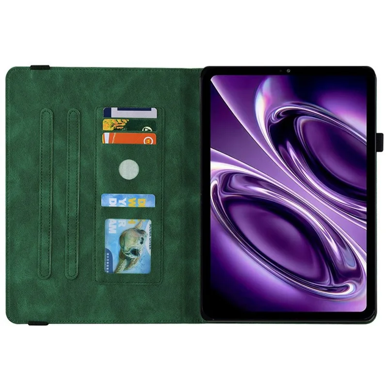 For Xiaomi Redmi K Pad 2 Case Butterfly Flower Imprint PU Leather Tablet Cover with Card Slots - Green