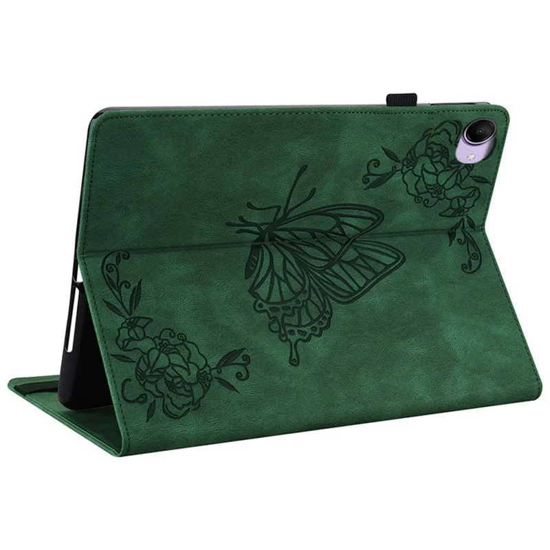 For Xiaomi Redmi K Pad 2 Case Butterfly Flower Imprint PU Leather Tablet Cover with Card Slots - Green