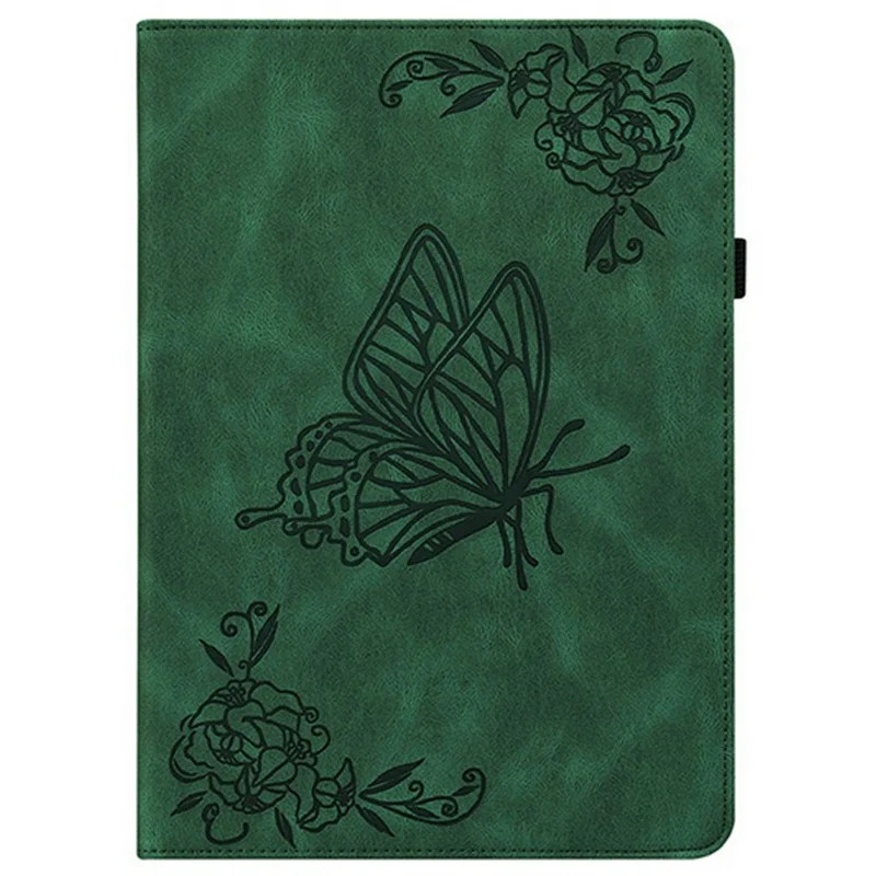 For Xiaomi Redmi K Pad 2 Case Butterfly Flower Imprint PU Leather Tablet Cover with Card Slots - Green