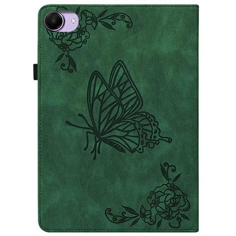 For Xiaomi Redmi K Pad 2 Case Butterfly Flower Imprint PU Leather Tablet Cover with Card Slots - Green