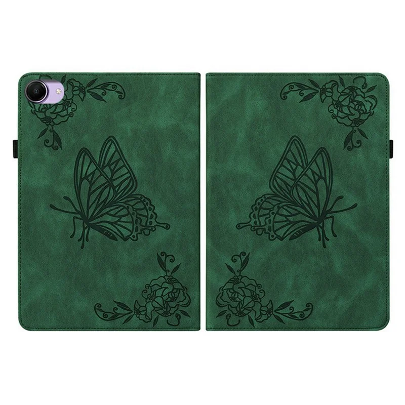 For Xiaomi Redmi K Pad 2 Case Butterfly Flower Imprint PU Leather Tablet Cover with Card Slots - Green