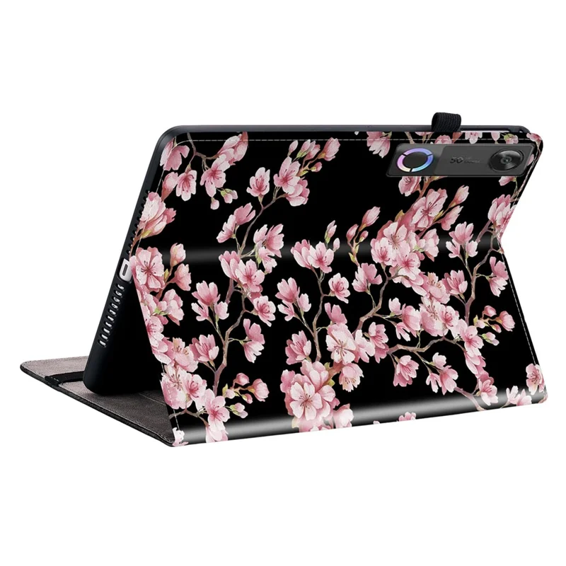 For Lenovo Legion Y700 (Gen 5) Leather Case Pattern Printed Stand Tablet Cover with Card Slots - Plum Blossom