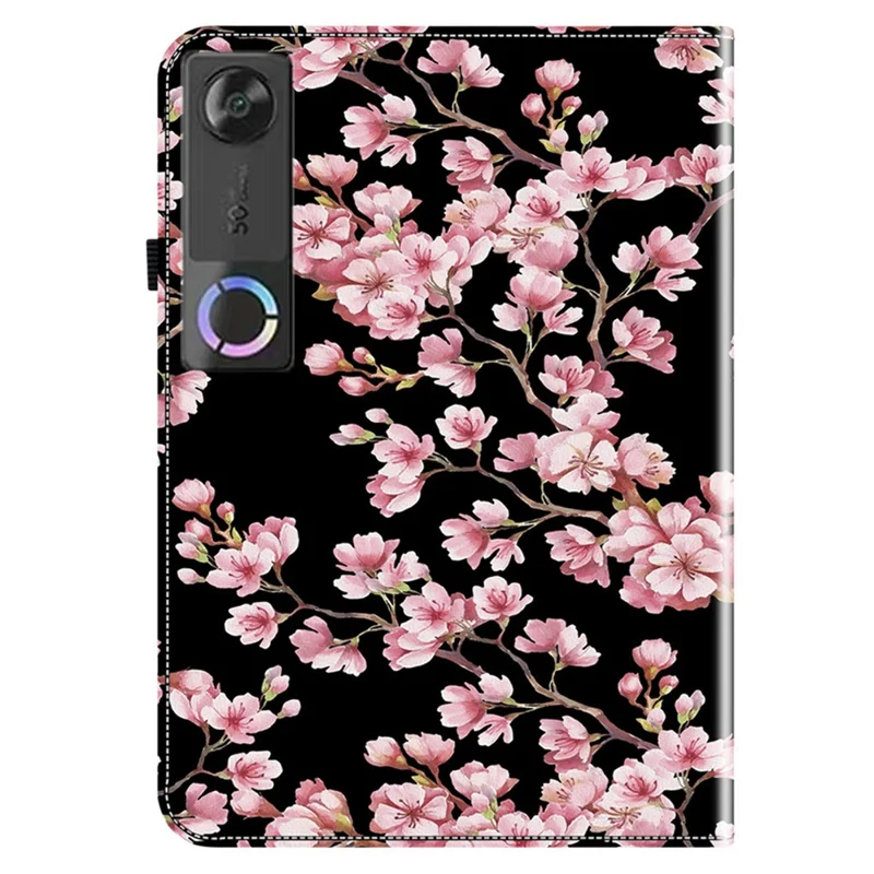 For Lenovo Legion Y700 (Gen 5) Leather Case Pattern Printed Stand Tablet Cover with Card Slots - Plum Blossom