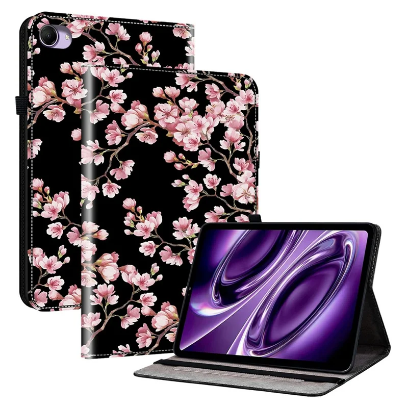 For Xiaomi Redmi K Pad 2 Leather Case Pattern Printed Stand Tablet Cover with Card Slots - Plum Blossom