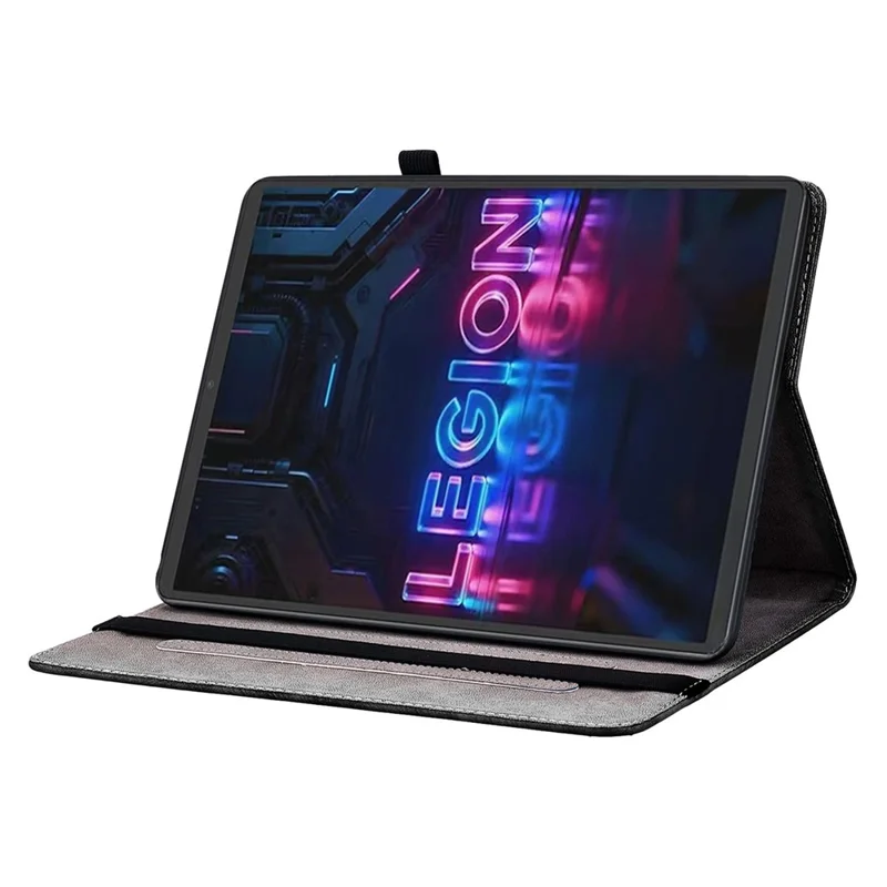 For Lenovo Legion Y700 (Gen 5) Leather Case Pattern Printed Stand Tablet Cover with Card Slots - Lion Head