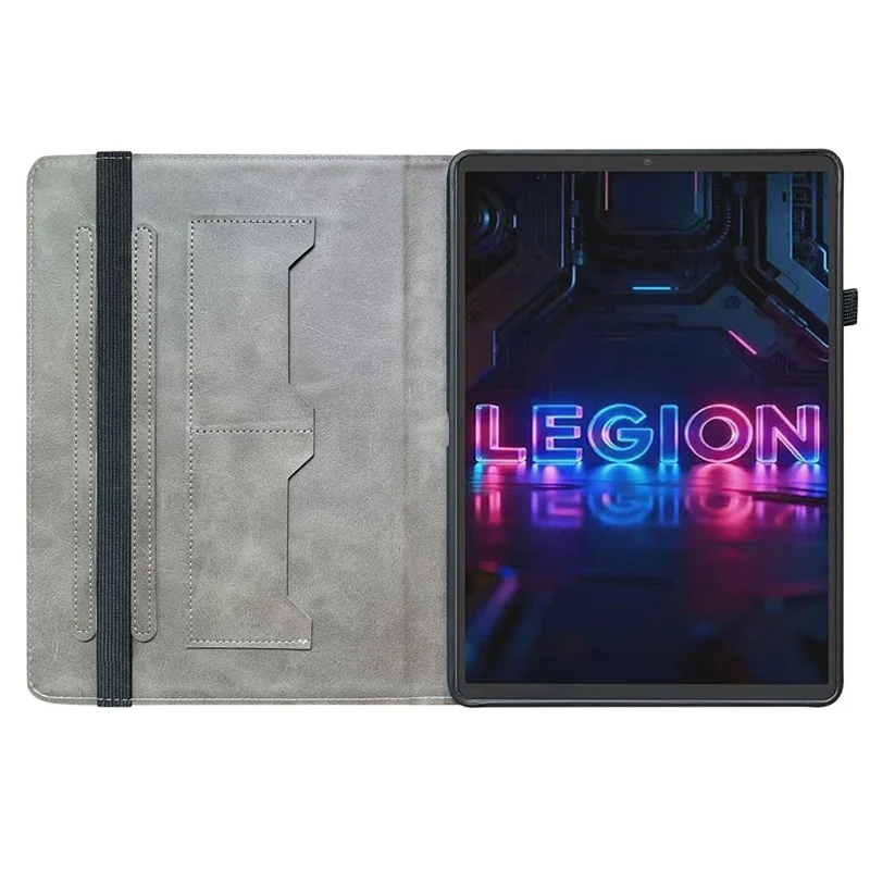 For Lenovo Legion Y700 (Gen 5) Leather Case Pattern Printed Stand Tablet Cover with Card Slots - Lion Head
