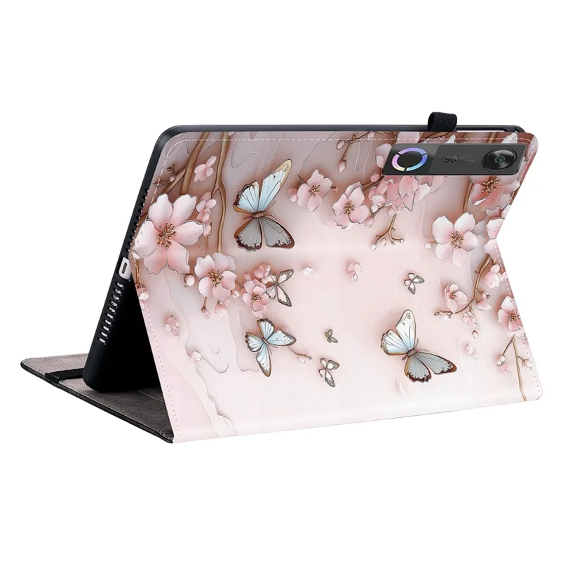 Leather Case For Lenovo Legion Y700 (Gen 5) Pattern Printed Stand Tablet Cover with Card Slots - Pink Butterfly