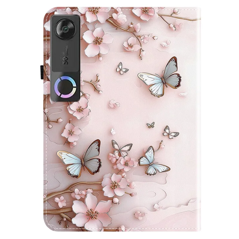Leather Case For Lenovo Legion Y700 (Gen 5) Pattern Printed Stand Tablet Cover with Card Slots - Pink Butterfly