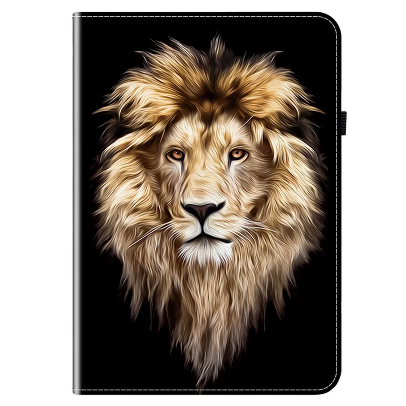 For Oppo Pad Mini Leather Case Pattern Printed Stand Tablet Cover with Card Slots - Lion Head