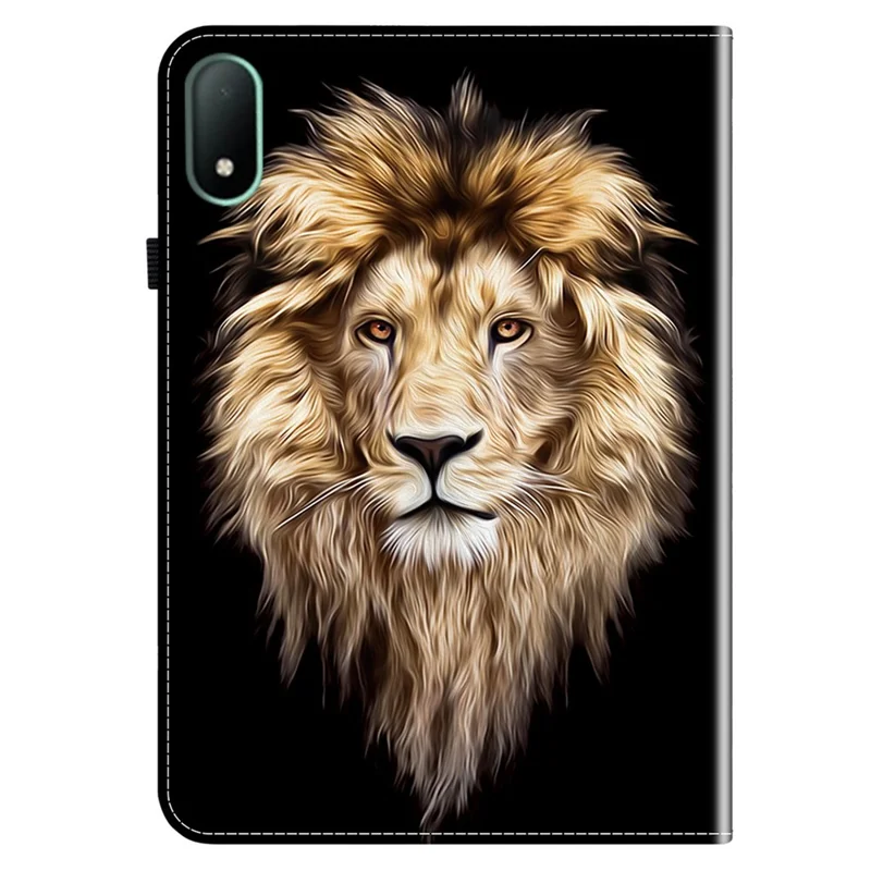 For Oppo Pad Mini Leather Case Pattern Printed Stand Tablet Cover with Card Slots - Lion Head