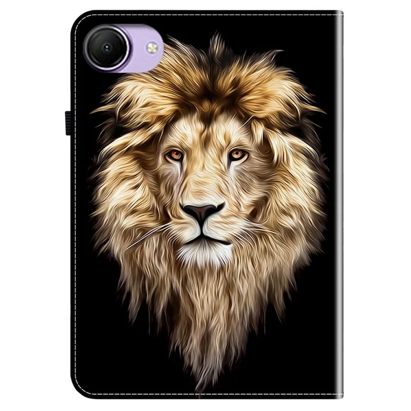 For Xiaomi Redmi K Pad 2 Leather Case Pattern Printed Stand Tablet Cover with Card Slots - Lion Head