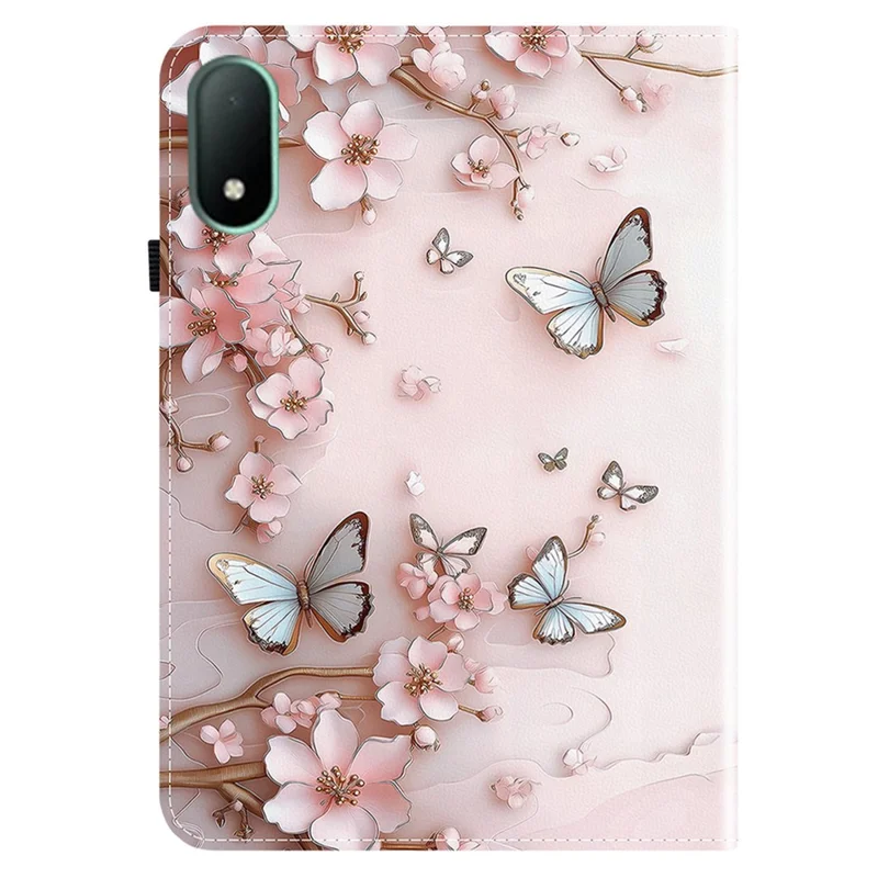 Leather Case For Oppo Pad Mini Pattern Printed Stand Tablet Cover with Card Slots - Pink Butterfly