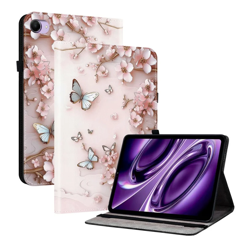 Leather Case For Xiaomi Redmi K Pad 2 Pattern Printed Stand Tablet Cover with Card Slots - Pink Butterfly