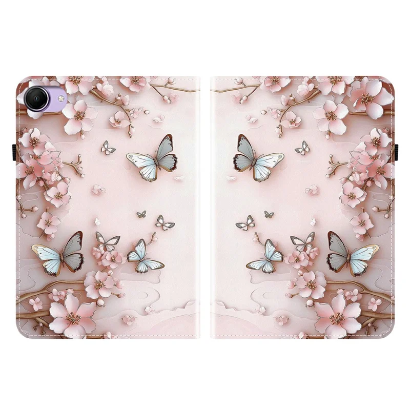 Leather Case For Xiaomi Redmi K Pad 2 Pattern Printed Stand Tablet Cover with Card Slots - Pink Butterfly