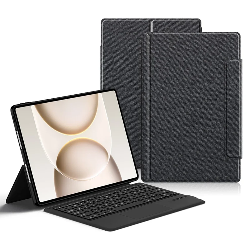 Funda de Cuero con Teclado Bluetooth Compatible con Touchpad para Honor MagicPad 3 Pro 12.3 (sin Retroiluminación) - Negro