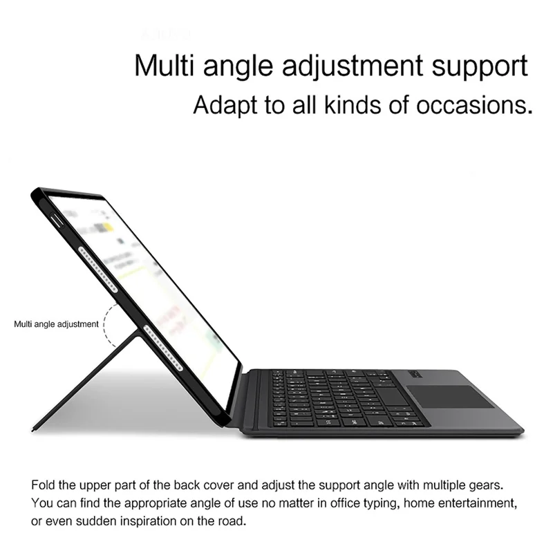 Funda de Cuero con Teclado Bluetooth Compatible con Touchpad para Honor MagicPad 3 Pro 12.3 (sin Retroiluminación) - Negro