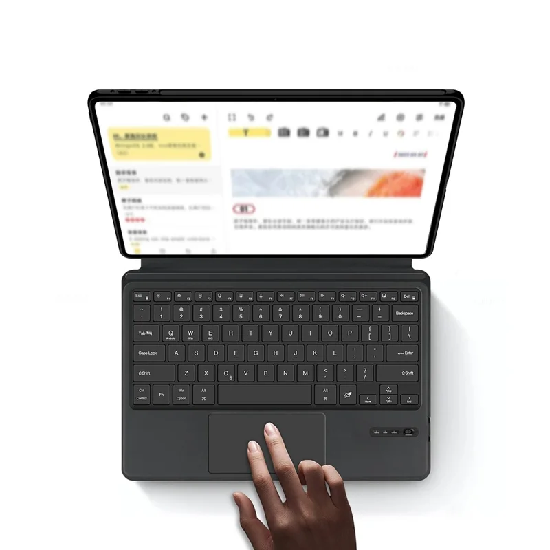 Funda de Cuero con Teclado Bluetooth Compatible con Touchpad para Honor MagicPad 3 Pro 12.3 (sin Retroiluminación) - Negro