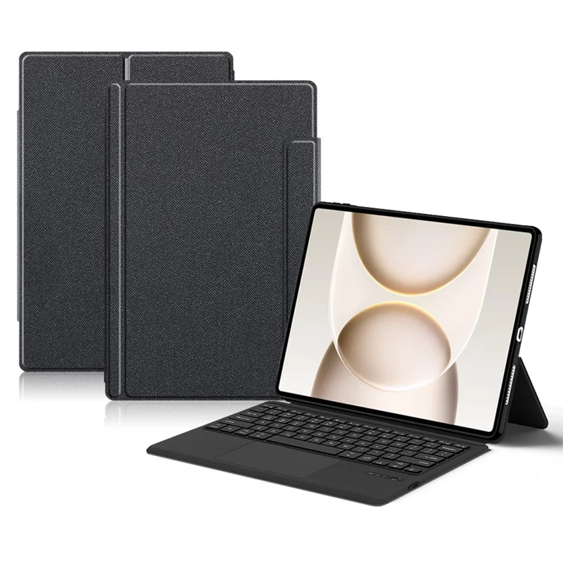 Funda de Cuero con Teclado Bluetooth Compatible con Touchpad para Honor MagicPad 3 Pro 12.3 (sin Retroiluminación) - Negro
