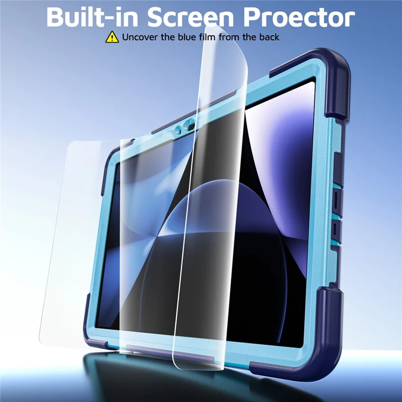 For Xiaomi Redmi Pad 2 Pro Case TPU + PC + Silicone Tablet Cover Swivel Kickstand Handle Grip - Navy Blue