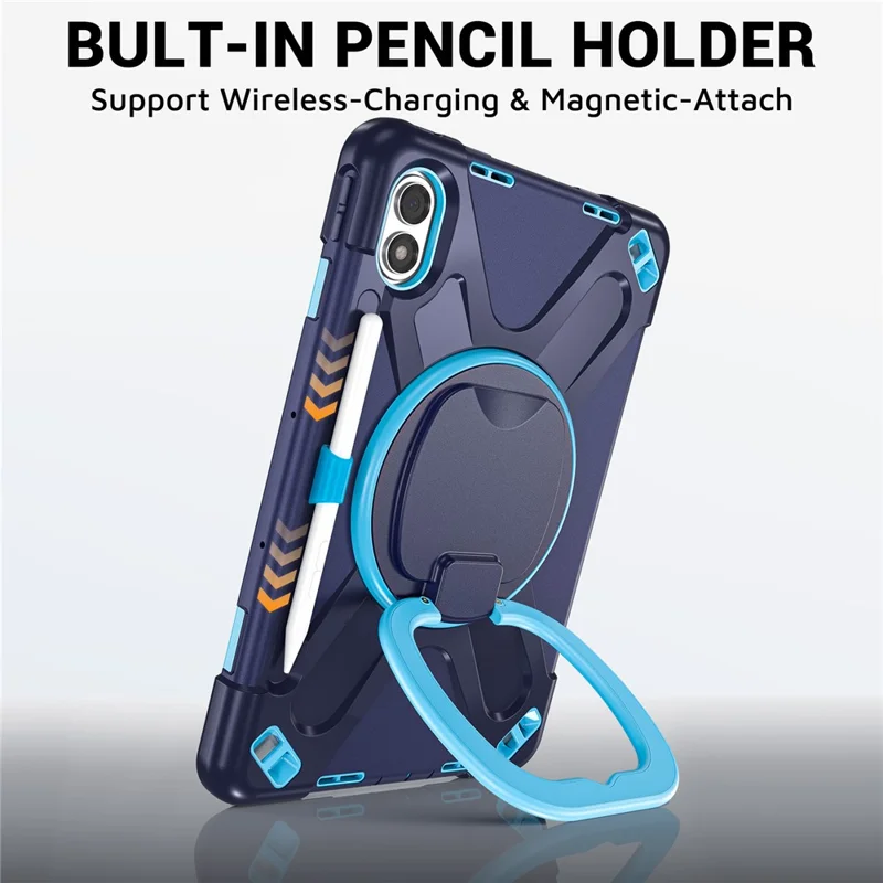 For Xiaomi Redmi Pad 2 Pro Case TPU + PC + Silicone Tablet Cover Swivel Kickstand Handle Grip - Navy Blue