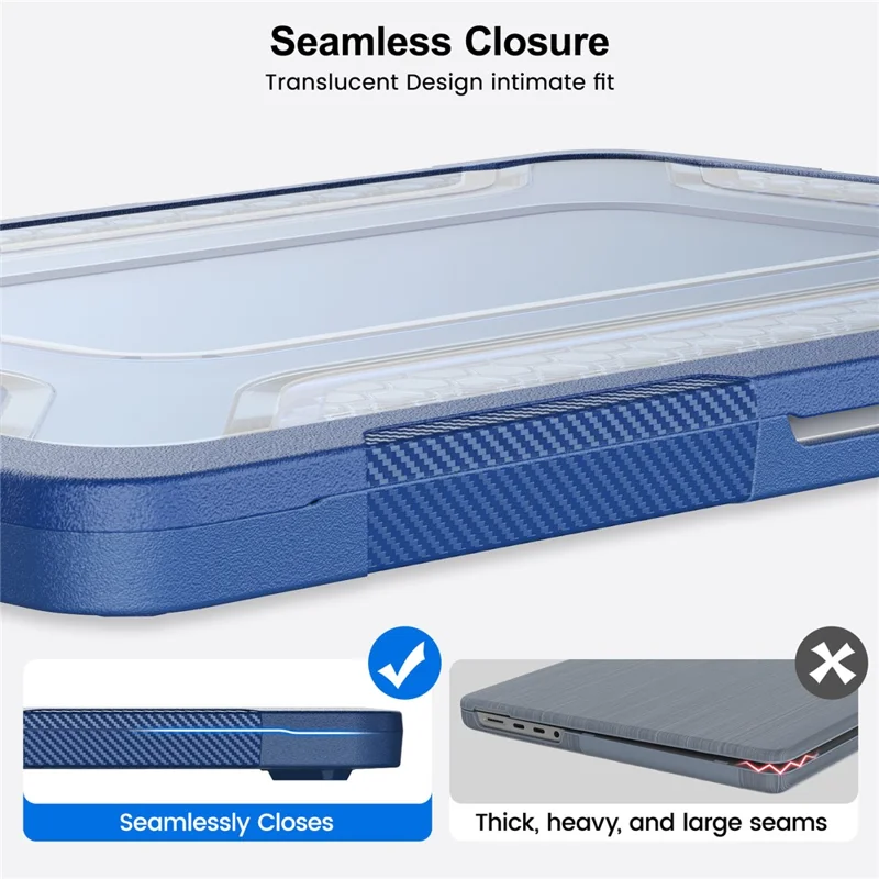 Custodia Protettiva con Supporto in Metallo per MacBook Air 13 pollici (2026) / (2025) / (2024) / (2022) Design Esagonale di Raffreddamento Custodia per Laptop PC+TPU - Blu Navy