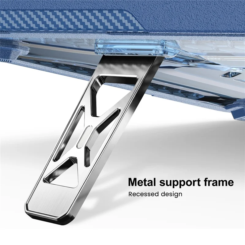 Custodia Protettiva con Supporto in Metallo per MacBook Air 13 pollici (2026) / (2025) / (2024) / (2022) Design Esagonale di Raffreddamento Custodia per Laptop PC+TPU - Blu Navy