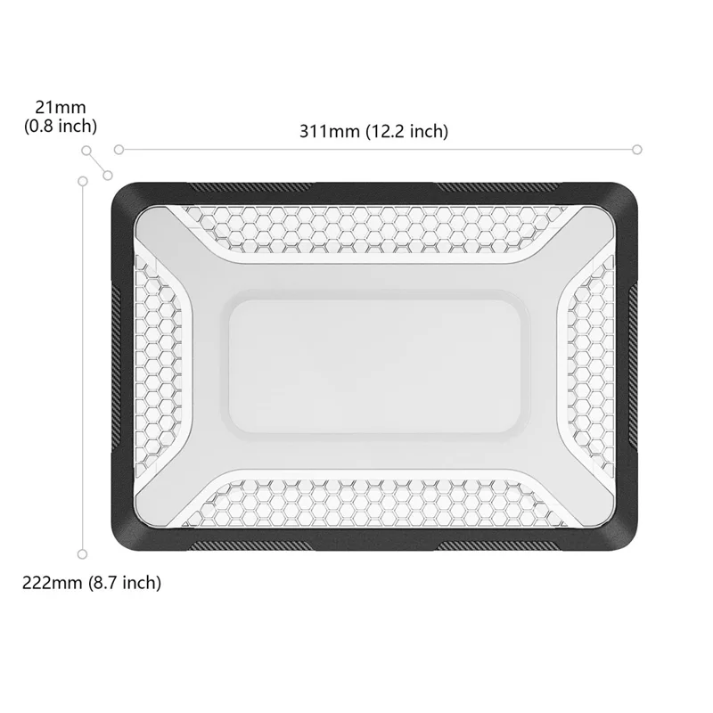 Custodia Protettiva con Supporto in Metallo per MacBook Air 13 pollici (2026) / (2025) / (2024) / (2022) Design Esagonale di Raffreddamento Custodia per Laptop PC+TPU - Blu Navy
