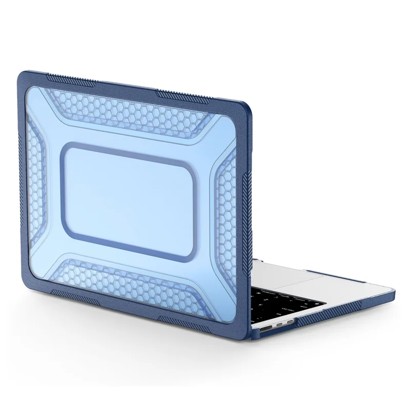 Custodia Protettiva con Supporto in Metallo per MacBook Air 13 pollici (2026) / (2025) / (2024) / (2022) Design Esagonale di Raffreddamento Custodia per Laptop PC+TPU - Blu Navy