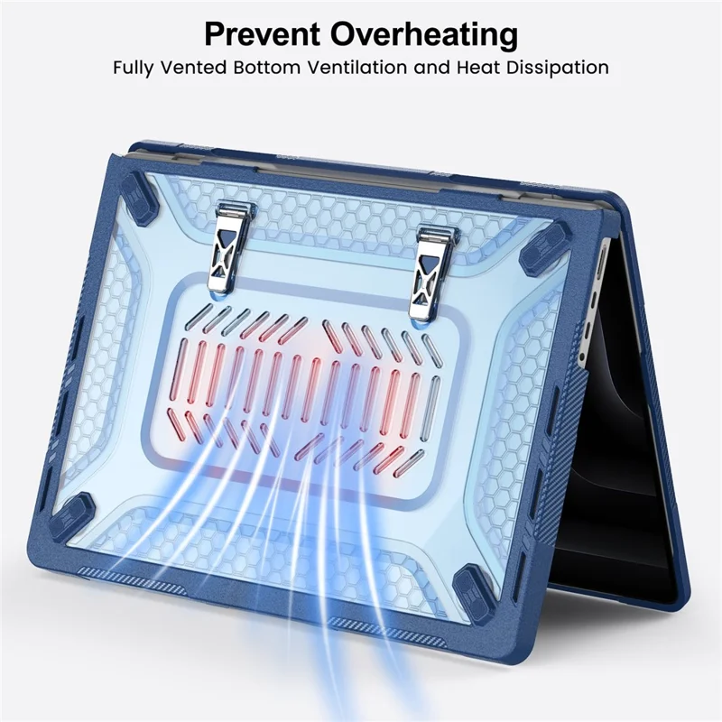 Protective Case with Metal Kickstand for MacBook Pro 14 inch (2026) / (2025) / (2024) / (2023) / (2022) / (2021) Honeycomb Cooling Design PC+TPU Laptop Cover - Navy Blue - 12