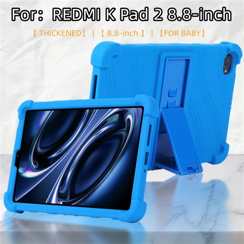 غطاء واقي قابل للطي من السيليكون لهاتف Xiaomi Redmi K Pad 2 مع حامل قابل للتعديل - أزرق