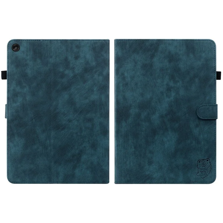 Para Lenovo Tab M10 Plus (3ª generación) / Xiaoxin Pad 2022 de 10.6 pulgadas Estuche con patrón de tigre lindo impreso Funda protectora de TPU+PU Leather a prueba de arañazos con soporte/ranura para tarjeta - Azul oscuro