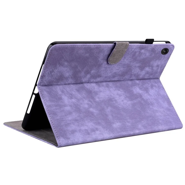 Para Lenovo Tab M10 Plus (Gen 3) Linda Estuche Impresa de Patrón de Tigre TPU+PU Cubierta Protectora de Cuero Tableta a Prueba de Rasguños Con Soporte / Ranura Para Tarjetas - Violeta
