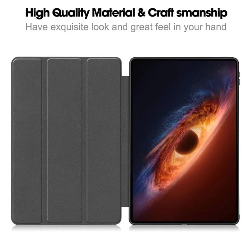 For Honor MagicPad 3 Pro 12.3  /  MagicPad 4 PU Leather Tri-fold Stand Tablet Case Smart Auto Wake  /  Sleep Folio Cover - Black